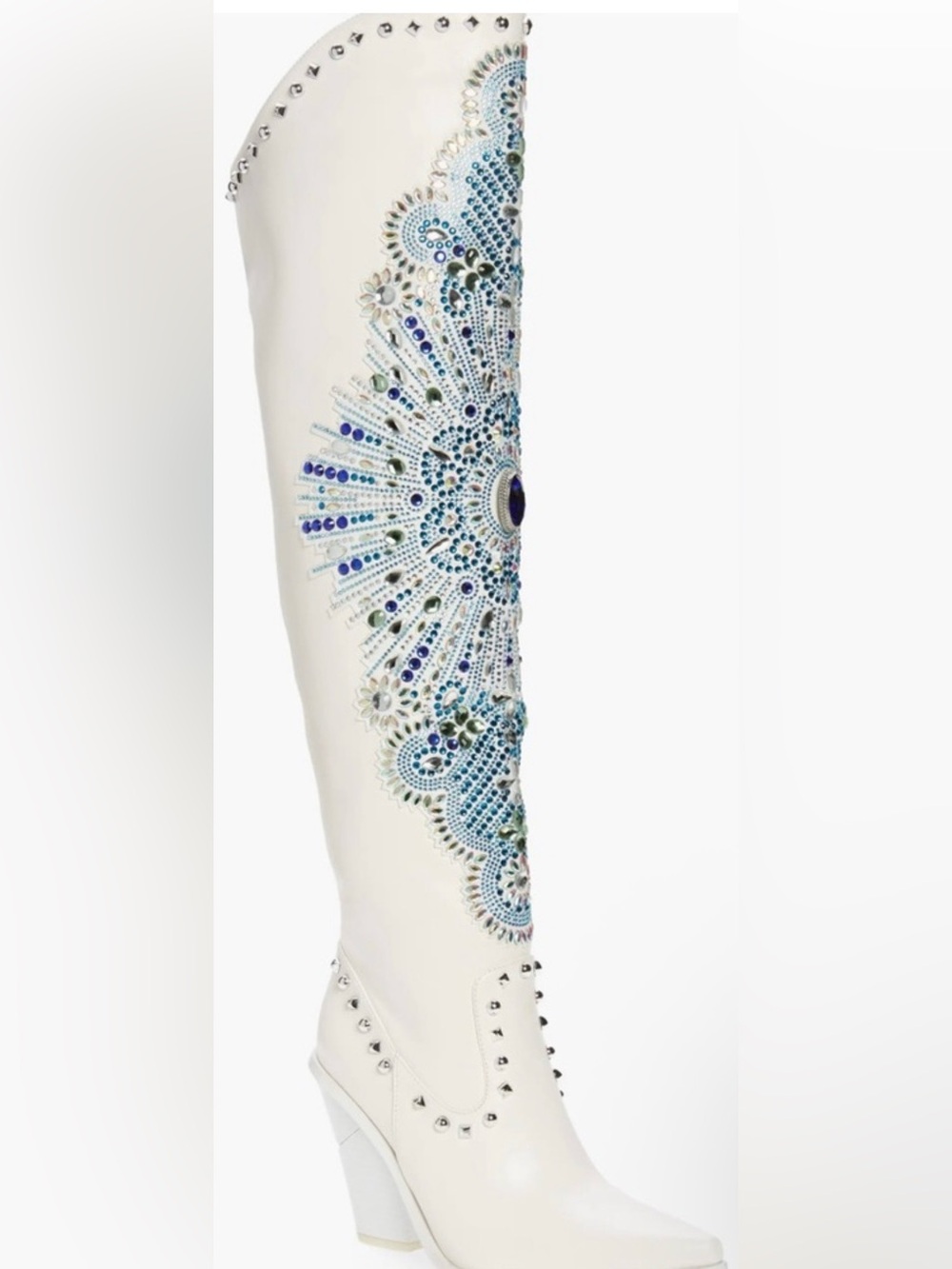 Azalea Wang Axelbeat Western Knee High Boots Faux Leather W/Rhinestones Size 8.5 - Picture 2 of 12